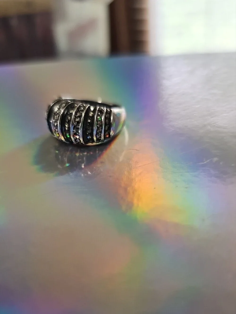 Vintage Sterling Silver Marcasite Dome Ring